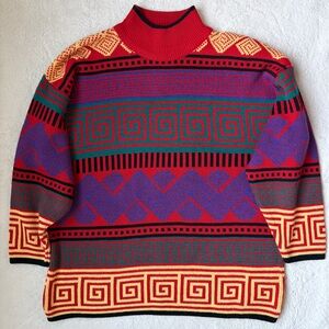 Vintage 90s Michael Carrie Southwestern Patterned Sweater Women Size Medium